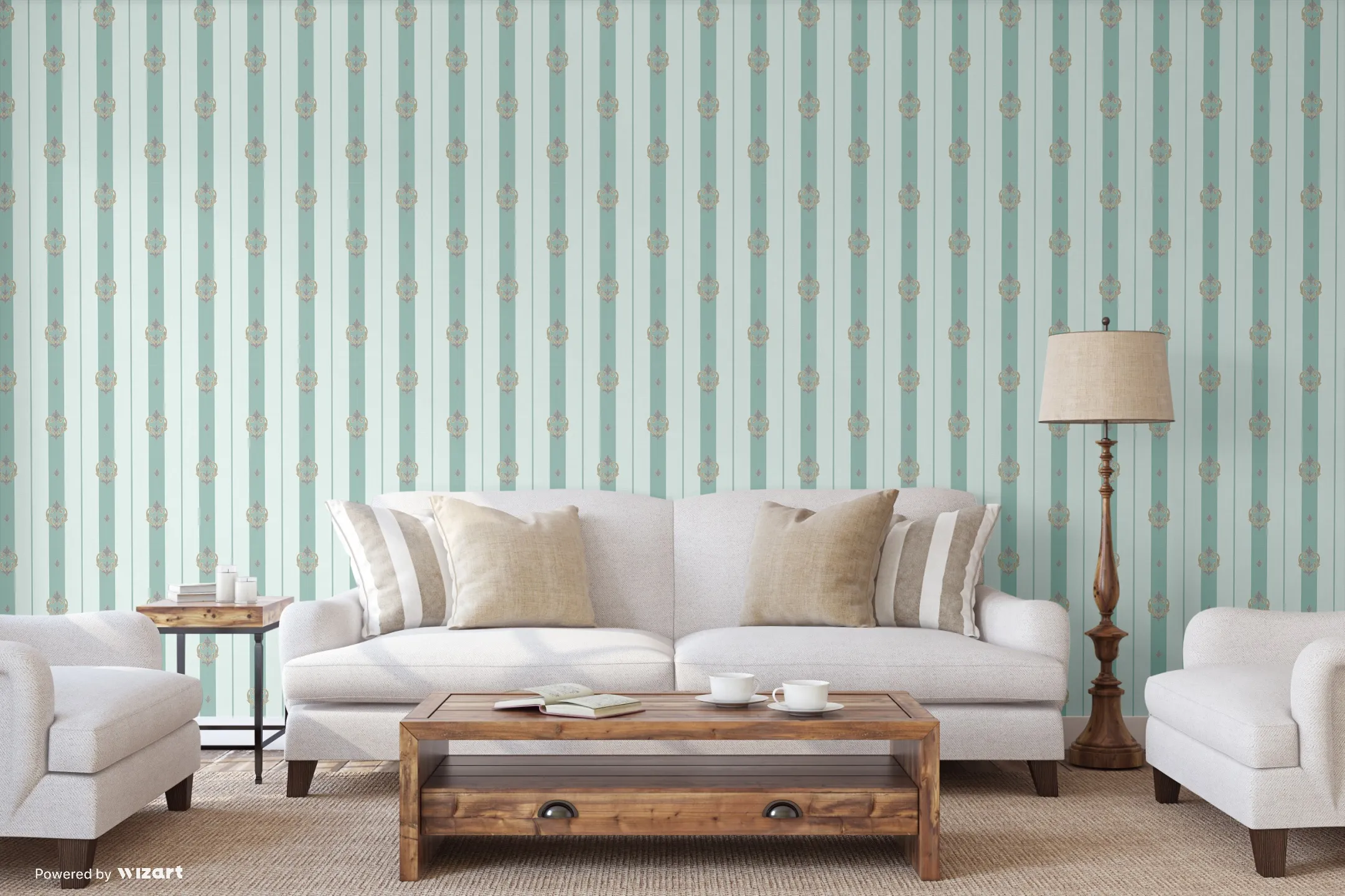 Teal Embossed Wallpaper – Regal Vintage (7804-2)